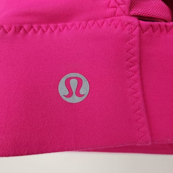 Lululemon Oxygen Sport Bra Magenta Pink Fuchsia Mesh Lace Criss-Cross Strap 6 - Picture 3 of 15